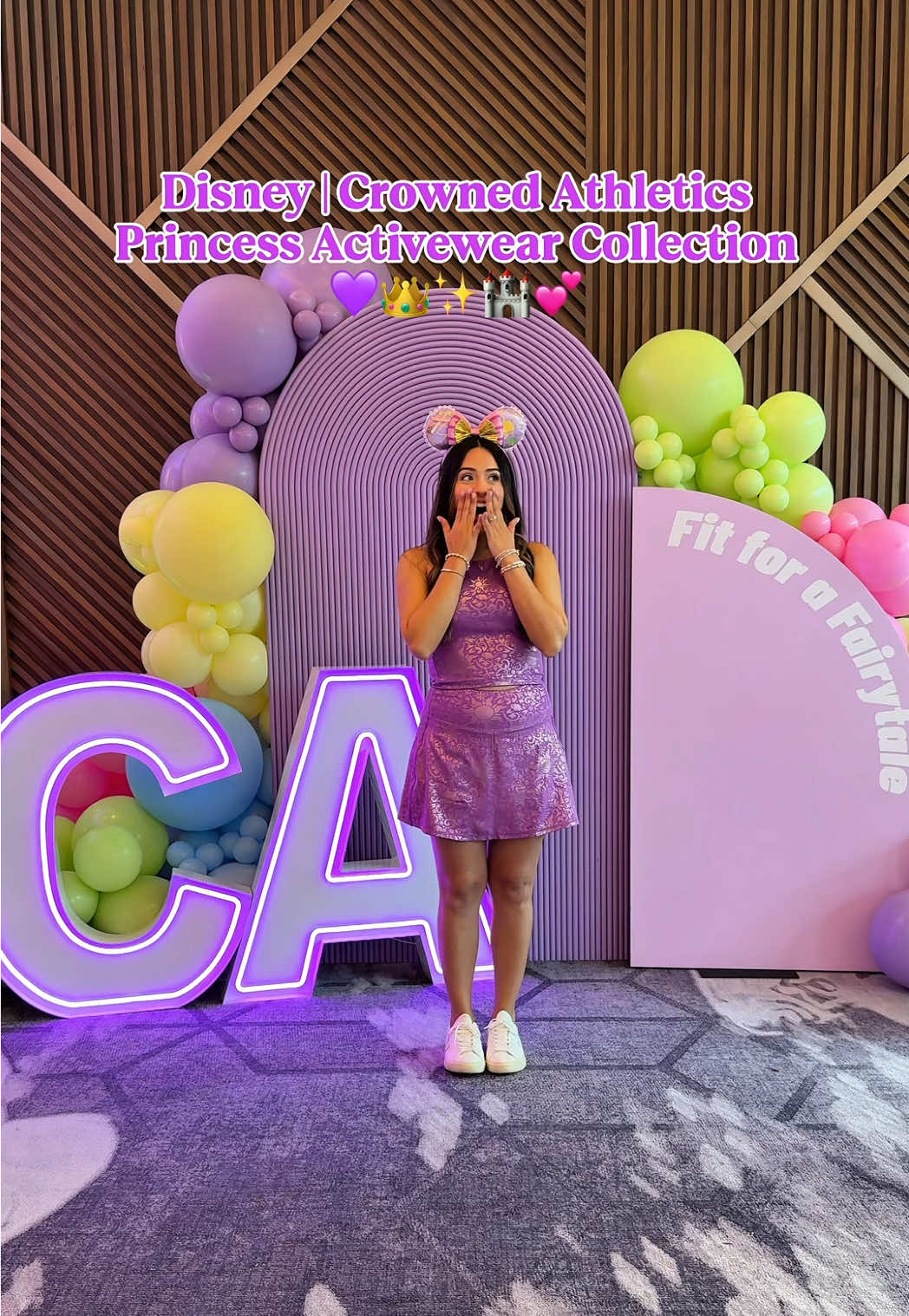 Fit for a fairytale princess 💜👑✨ Thank you @Crowned Athletics for the most enchanting time celebrating the launch of Disney | Crowned Athletics Disney Princess collection!! Every detail was perfect!!  This dreamy collection will officially be available to shop tomorrow, 10/5 at Disney’s Swan Reserve Hotel from 10-2 ✨ or shop the collection online starting 10/9 at 7pm on crownedathletics.com 💜  @Disney @Disney Style #hosted #disney #disneystyle #crownedathletics #disneyprincesses 