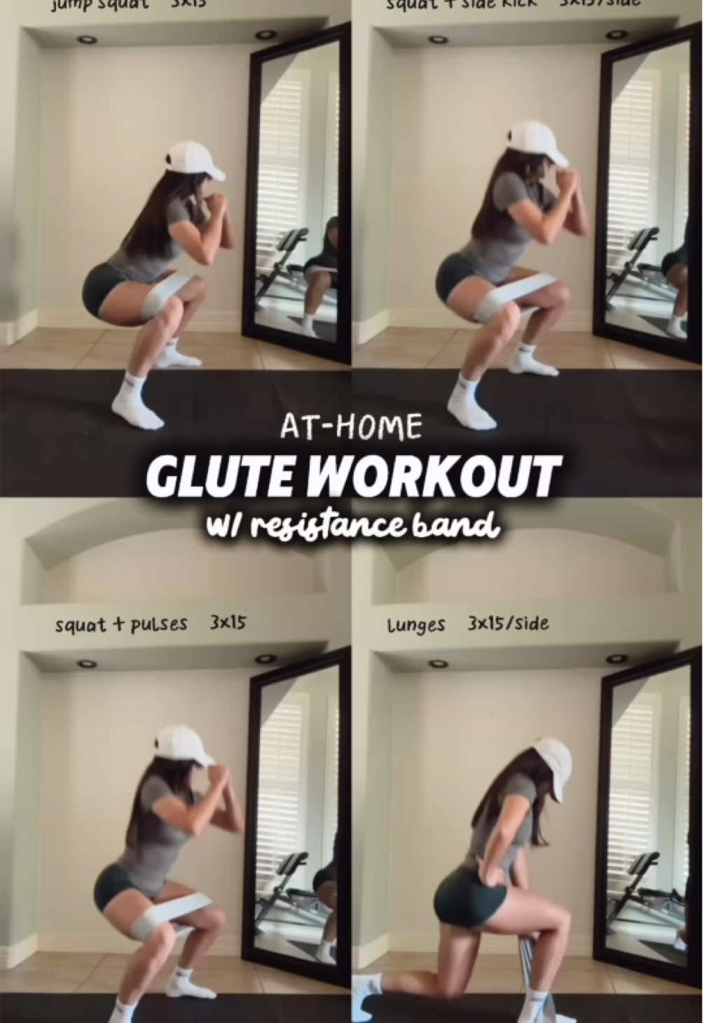 Grab a resistance band and try this! Save it for your next workout 🍑  #resistancebandworkout #athomeworkout #athomeworkouts #gluteworkout #squatchallenge 