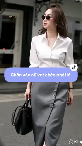 Chân váy nữ vạt chéo phối lé  phong cách công sở thanh lịch #xuhuong #chanvayxinh #chanvaycongso #chanvaydai #chanvaycaocap 