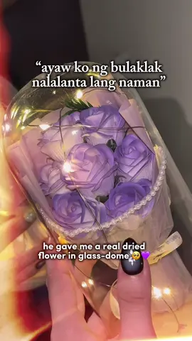real dried flower in glass with lights 🥺💜 repost repost repost #driedflowers #floweringlassdome #flowerwithlights #giftforher #flowerforher 