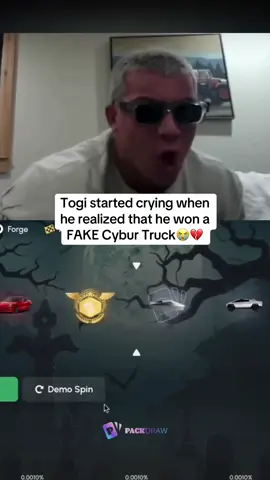 Togi started crying when he realized that he won a FAKE Cybur Truck😭💔 #kickstreaming 