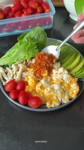 มาแชร์ไอเดียเมนูเฮลตี้ 🥑🥜🌶️🍅 อะโวคาโด ไข่คน เห็นชิเมจิ มะเขือเทศ น้ำพริกแซลมอน + สมูทตี้สตรอเบอร์รี่โปรตีน 🍓 📌 อะโวคาโด ผ่านครึ่งแรปแช่เย็นมา 3 วัน แกะออกมาเนื้อดำเล็กน้อย จากร้าน @grande.farm  📌 เพิ่มรสชาติด้วยน้ำพริกแซลมอน @rosnua.food  📌 โปรตีนพืช @proove_club  . #mintxdiary #healthyfood #cooking #healthylifestylechange #Foodie  