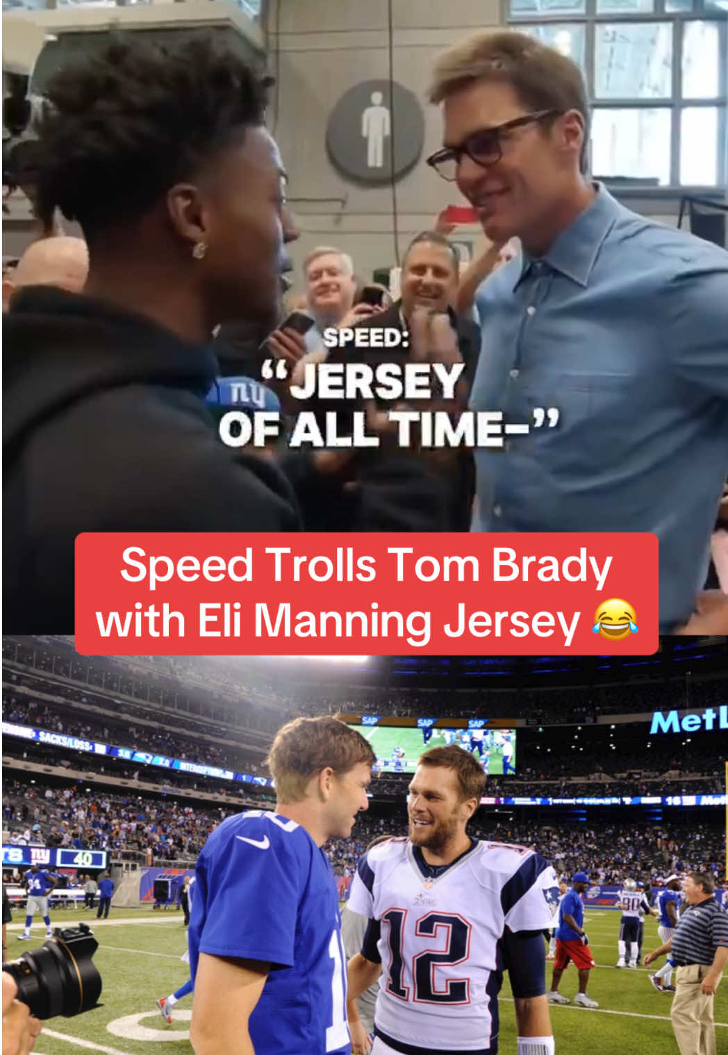 Speed is a hall of fame troll for this one 😂 (Via: ishowspeed) #ishowspeed #tombrady #elimanning #SuperBowl #patriots 