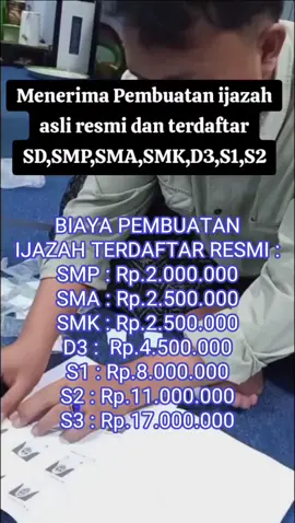 BAGI ANDA YANG MAU KERJA TAPI TERKENDALA KARNA BELUM PUNYA IJAZAH, ANDA JANGAN KWARTIR LAGI.SILAHKAN HUBUNGI KAMI UNTUK INFO DAN PROSES LEBIH LANJUT  . . . #f  #fyp  #fypage  #fyppppppppppppppppppppppp 