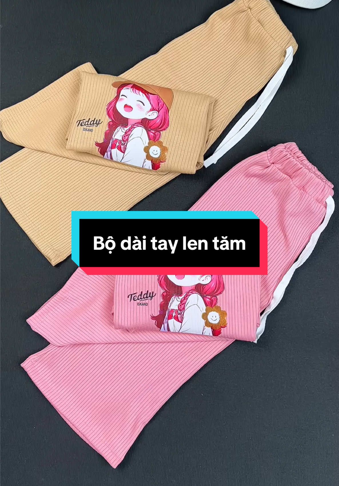 Bộ dài tay thu đông in hoạ tiết hottrend cô gái, chất len tăm, mềm, mịn #bobegai #bodaitaythudong #bodaitaychobe #bodaitaylentam #yenkidss 