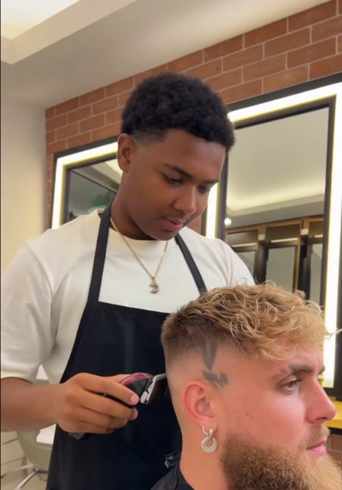 Got my boy @Jake Paul right for his next fight 💈😂 #jakepaul #fyp #viral #sora2 #haircut 