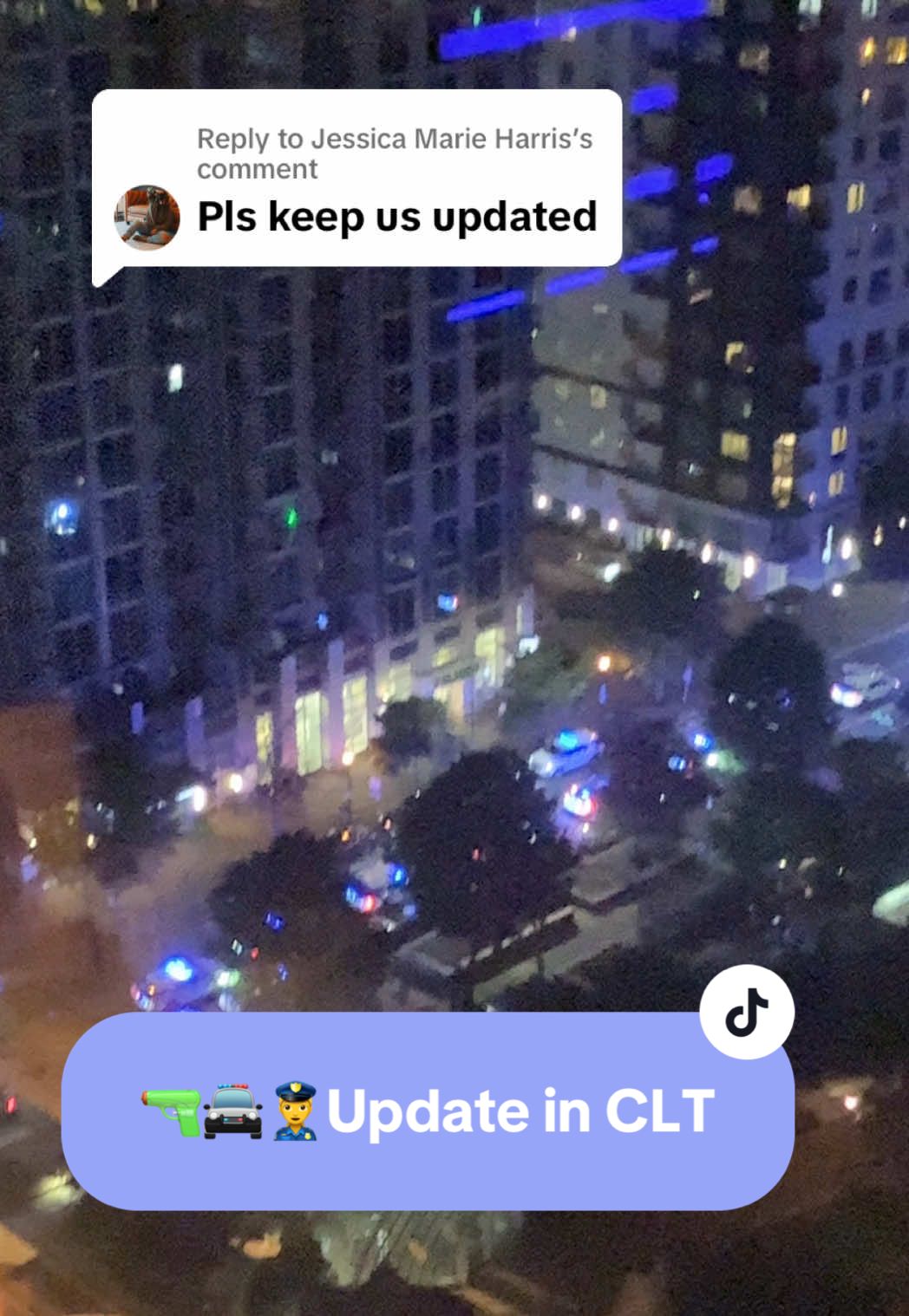 Replying to @Jessica Marie Harris shout out to the brave cops that ran into the scene - soooo many people were running away from the 🔫  but apparently no one got hurt. so crazy to watch this from the rooftop 🥺 #charlotte #clt #queencity #704 #police 