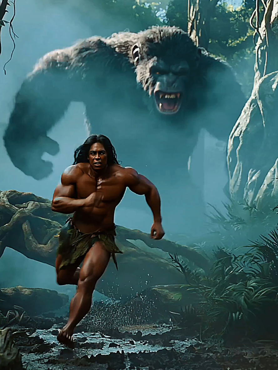 4K Live Wallpaper. An epic jungle chase brought to life — a wild Tarzan-like warrior sprints barefoot through a misty rainforest, dodging vines and leaping over fallen logs as a colossal King Kong tears through the jungle behind him. 🌿💨 Every step, every roar, every splash feels real. The intensity, motion blur, and cinematic light make it look straight out of a Hollywood blockbuster. 🎬🔥 👣 Who will survive this primal chase — man or beast ?  #CinematicAI #JungleChase #RealisticAnimation #livewallpaper4k #fyp 