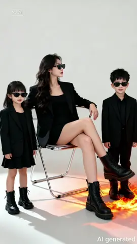 Ghép ảnh vest đen mẹ và 2 bé. Mẫu có sẵn trong capcut mình nhé mọi người #CapCut #ai #ghepanh #xuhuong #xuhuongtiktok 