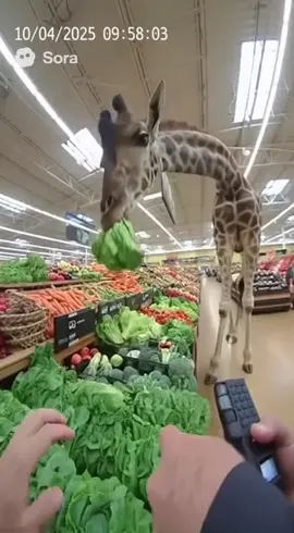 New footage of a giraffe eating in Walmart #ai #sora #soraai #aivideo #giraffe