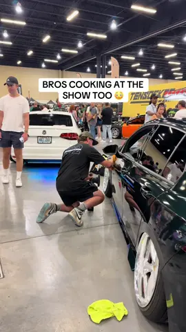 Bros Cooking At The Show Too 😳🐐 #fyp #cars #carsoftiktok #slammedenuff #slammedenuffgatlinburg 