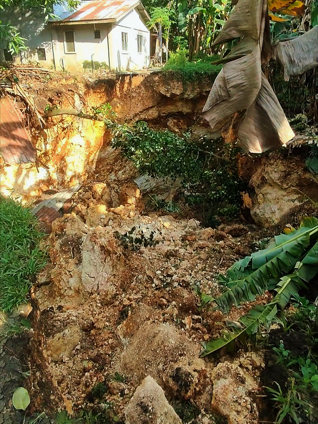 While extending a little help to our fellow Cebuanos in secluded areas, we came across this sinkhole in Sitio Sansan, Maño, San Remigio. According to locals, 16 sinkholes have already appeared following the recent aftershocks, and this one is by far the largest. #sinkhole #Cebu #earthquake 