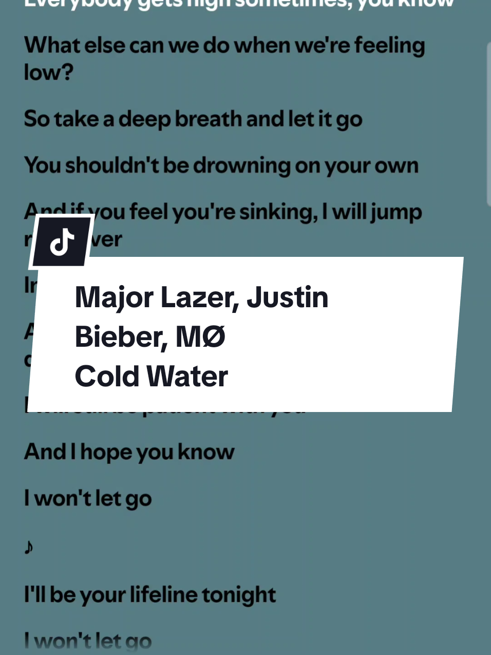 Major Lazer, Justin Bieber, MØ - Cold Water  #majorlazer #justinbieber #mo #cold water #lyrics 