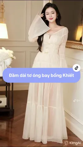 Đầm dài tơ óng bay bổng Khiết tone kem nhẹ nhàng đính charm hồ điệp tiểu thư nhẹ nhàng #xuhuong #damdangdai #damditiec #damtrevai #damtieuthu 