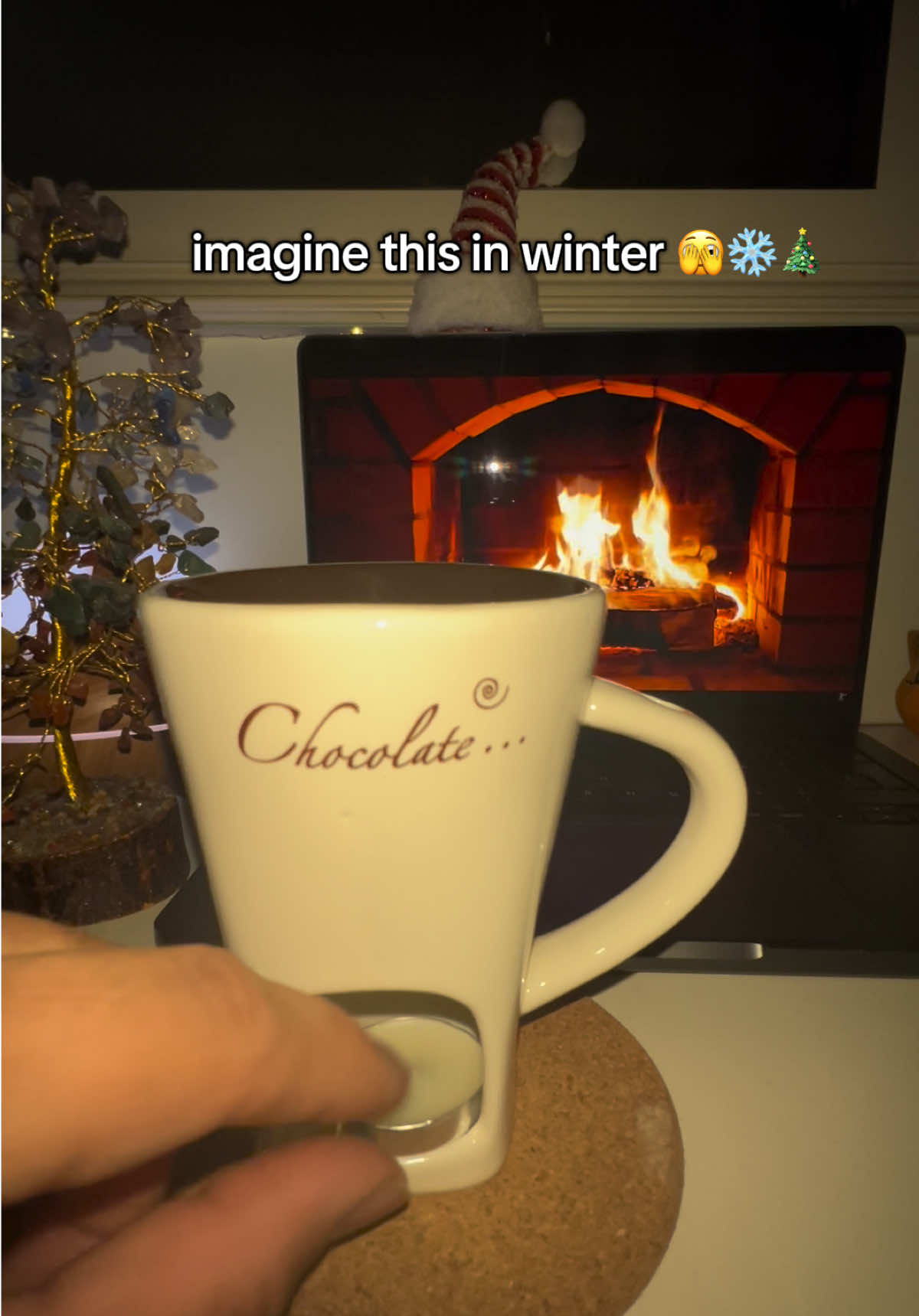 My new winter night routine 🍫❄️ #winter #christmas #fondue #chocolate #festivenights #fyp 