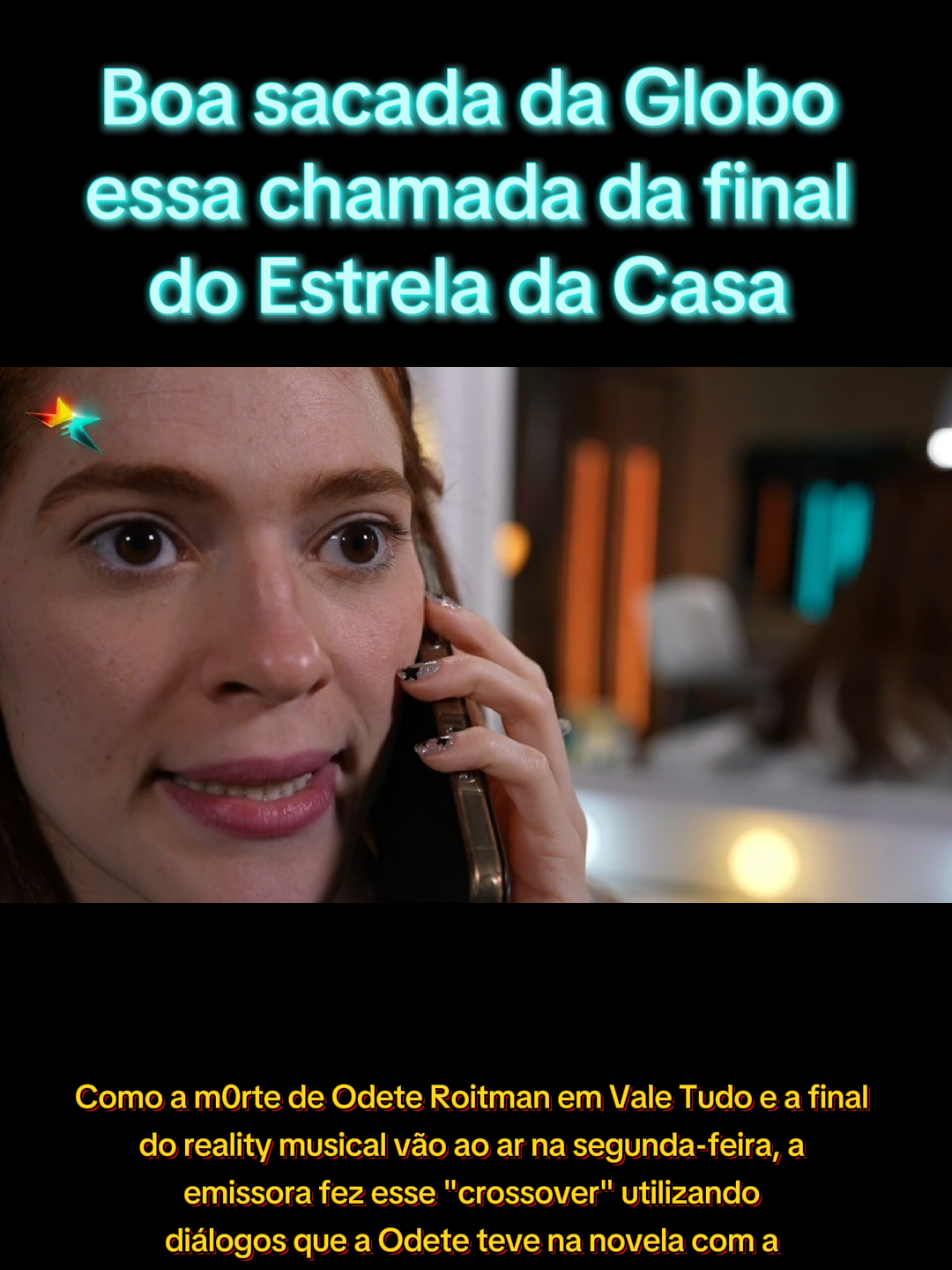 Como a m0rte de Odete Roitman em Vale Tudo  e a final do reality musical vão ao ar na segunda-feira, a  emissora fez esse 