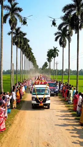 🚁🌸 গ্রামের বিয়ের মাইক্রো গাড়ি বহর | Wedding Microbus Procession with Helicopter Flower Shower 🌾✨ #ভাইরাল #VillageLife #গায়ে_হলুদ #বিবাহ্ #Bangladesh 