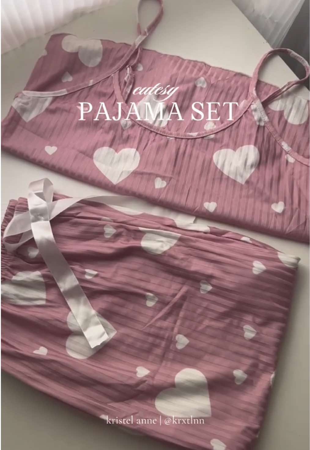 💗💗 cutesy & freshy feeling with this pajama set ✨☁️ #sleepwear #sleepwearset #pajama #heartpajama #sleepwearforwomen 