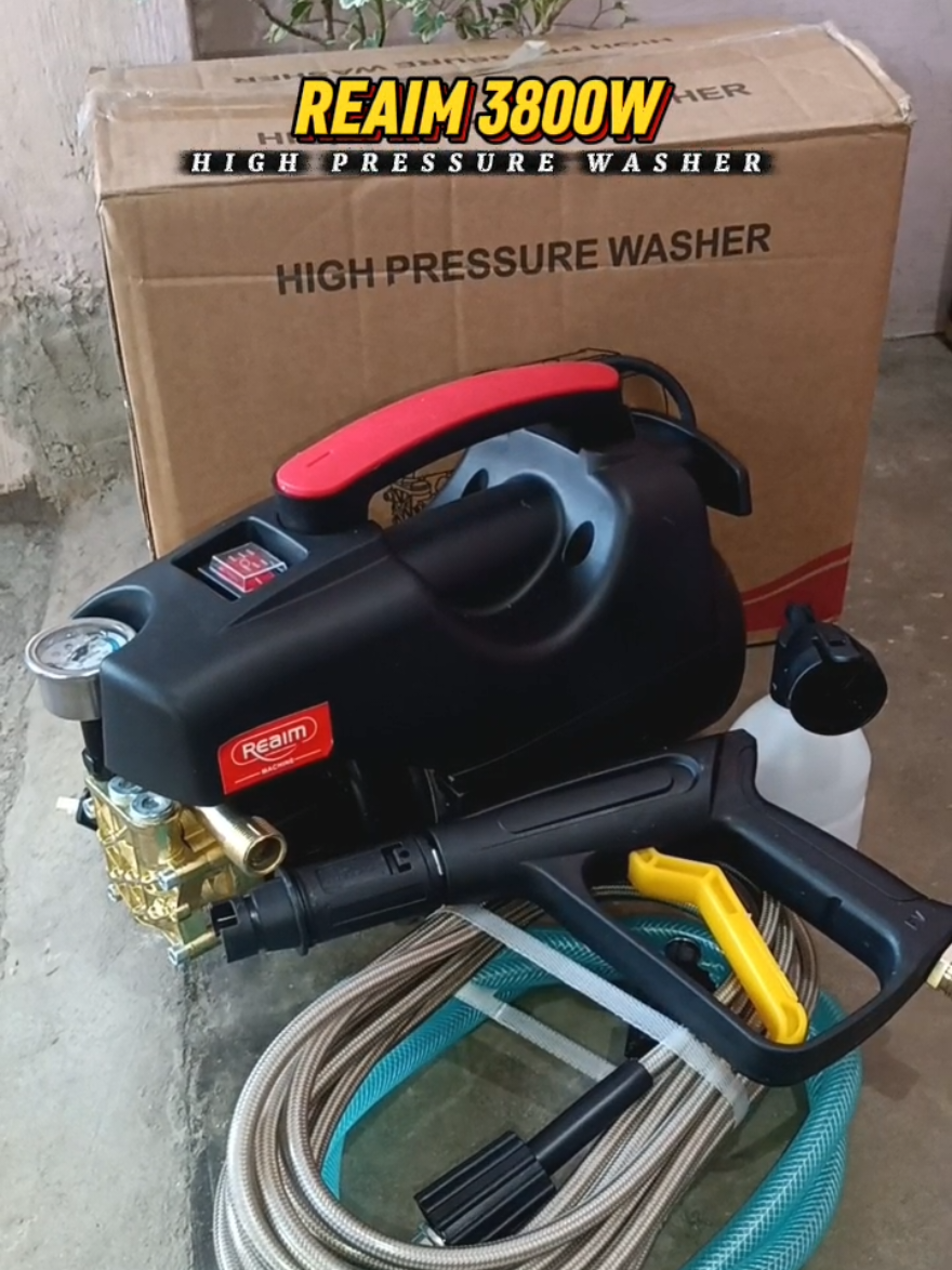 REAIM 3800W High Pressure Washer Heavy Duty 80000KPa Multi Purpose With Adjustable Spray Gun. Perfect For All Types Of Cleaning Specially Carwashing, Motorwashing, Detailing🔥. #reaim #highpressurewasher #pressurewashing #pressurewasher #fyp 