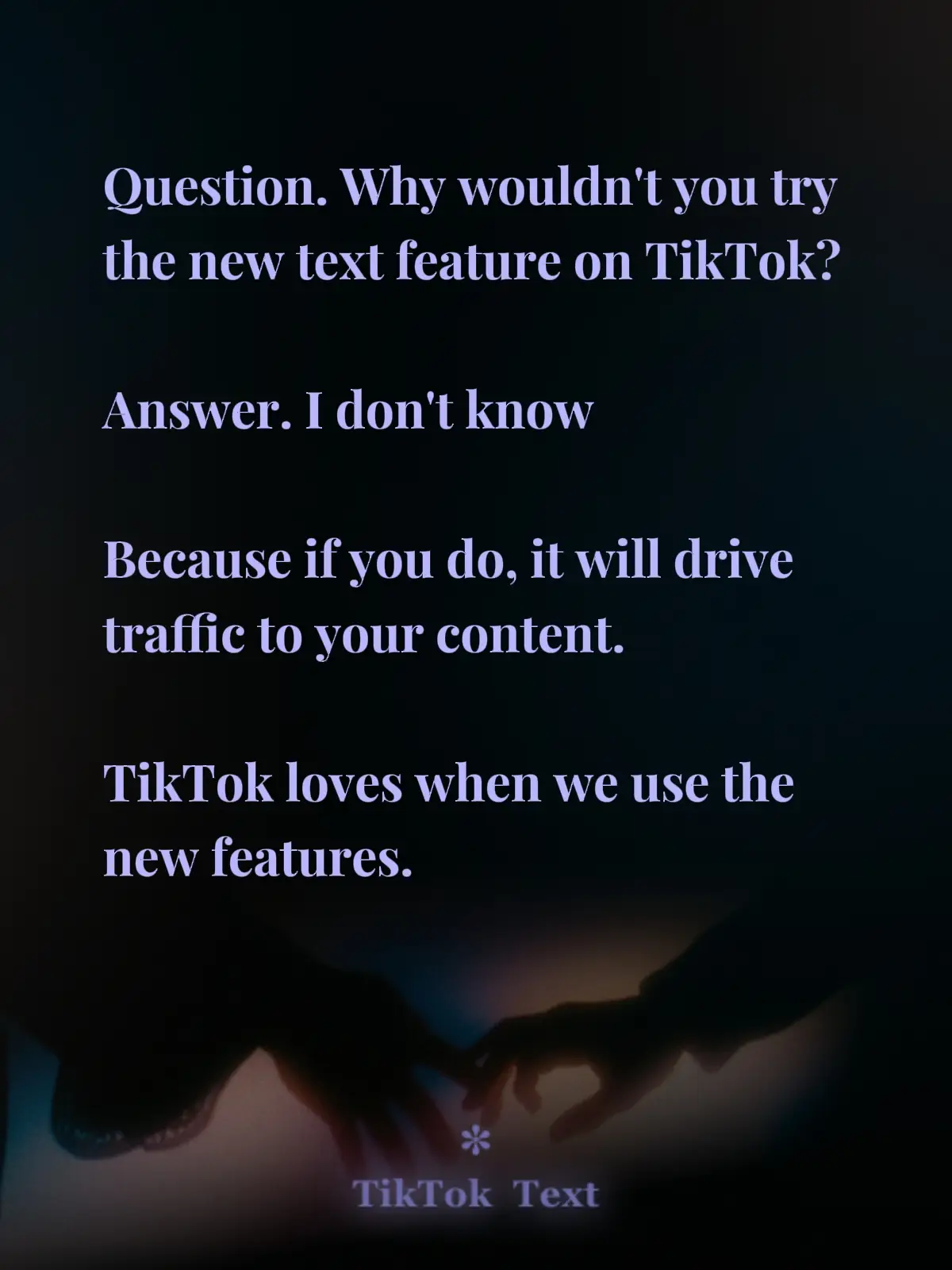Why Using TikTok’s New Features Matters (Algorithm-Wise) Every time TikTok releases a new feature — whether it’s a fresh editing tool, new caption style, trending effect, or a music-sync option — the algorithm quietly gives it a boost. Why? Because TikTok wants people to try it. When you use new tools early, you’re signaling to the platform that you’re an active, adaptable creator who’s helping test and spread their latest updates. That signal earns you visibility. Your posts are more likely to land on the “For You” page, reach new audiences, and get longer watch time — because TikTok is pushing that feature to as many feeds as possible. Think of it like this: every new feature is a short-term growth shortcut. The algorithm rewards creativity and cooperation — and using new features shows both. So when a new sticker, text style, or template drops, don’t wait. Build it into your content early, even in small ways. In short: staying current with TikTok’s tools isn’t just about trends — it’s how you stay in the algorithm’s good graces. 🔥 #TikTokStories 🚀 #NewTikTokFeature 💡 #CreatorTips 📈 #TikTokAlgorithm 🎯 #tiktokgrowth 