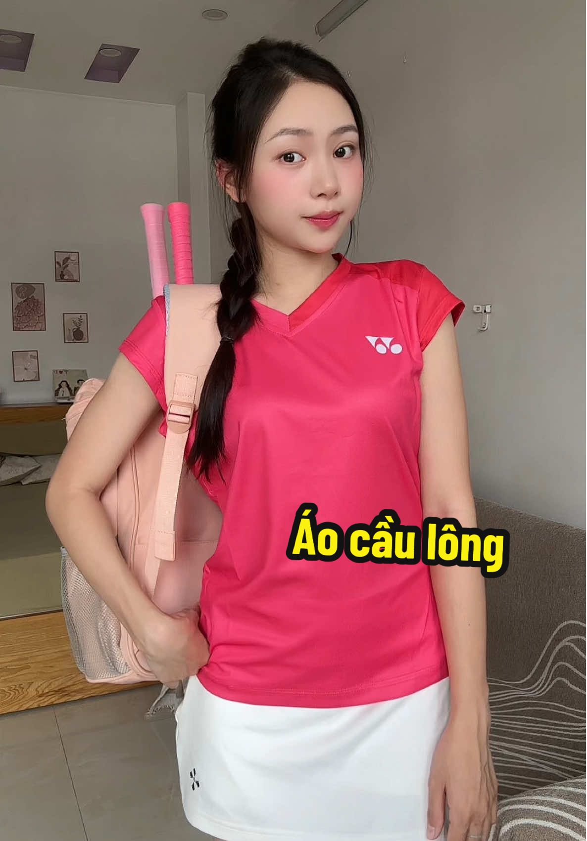 Outfit đi đánh cầu lông màu hông #review #xuhuong #thethao #caulong #aocaulong 