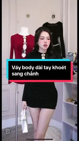 Váy body dài tay khoét sang chảnh#thuyxinhlunglinh996 #thoitrang #vaybodycuctondang 