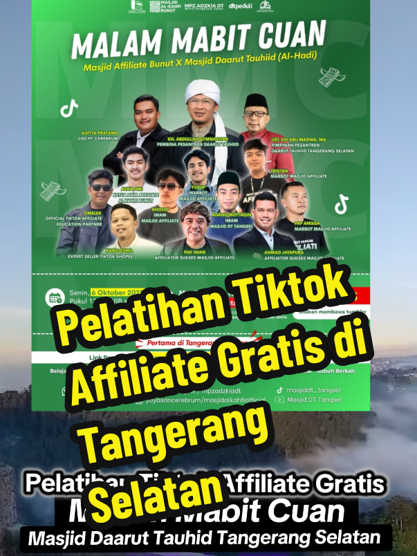 Pelatihan Tiktok Affiliate Gratis di Tangerang Selatan  #pelatihangratis #tiktokaffiliate #tiktokmarketing #tiktokviral #daaruttauhiid 