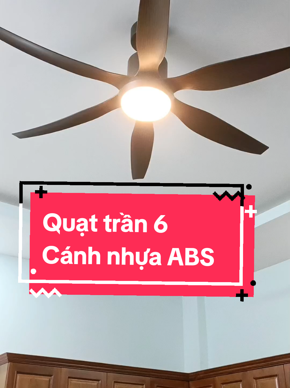Quạt trần đèn 6 cánh nhựa ABS, động cơ DC inverter lõi đồng tiết kiệm điện. đèn led 3 chế độ màu, có remote 6 cấp độ gió. #quattran #tongkhoquat #quattranden #quattrancanhnhua #quattrantrangtri 
