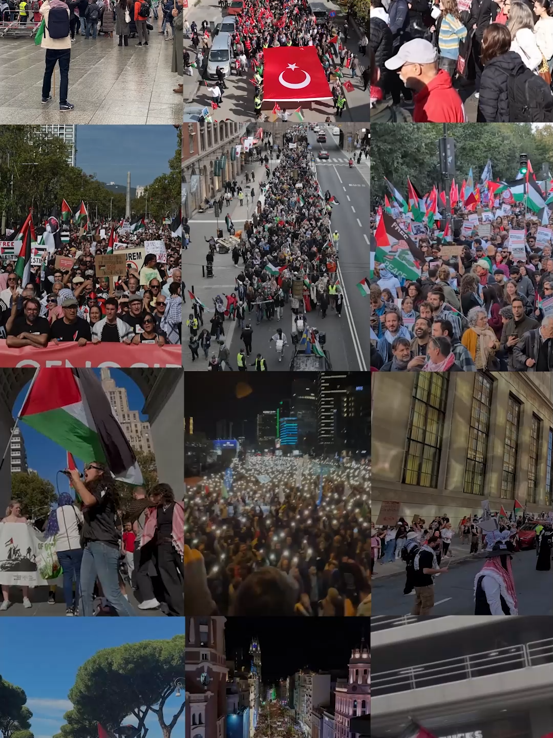 🇵🇸Filistin’i dünyadan silmek istediler, tüm dünya Filistin oldu. Dünyanın dört bir yanından insanlar, Filistin ve Küresel Sumud Filosu’na destek için sokaklara döküldü. #FreePalestine