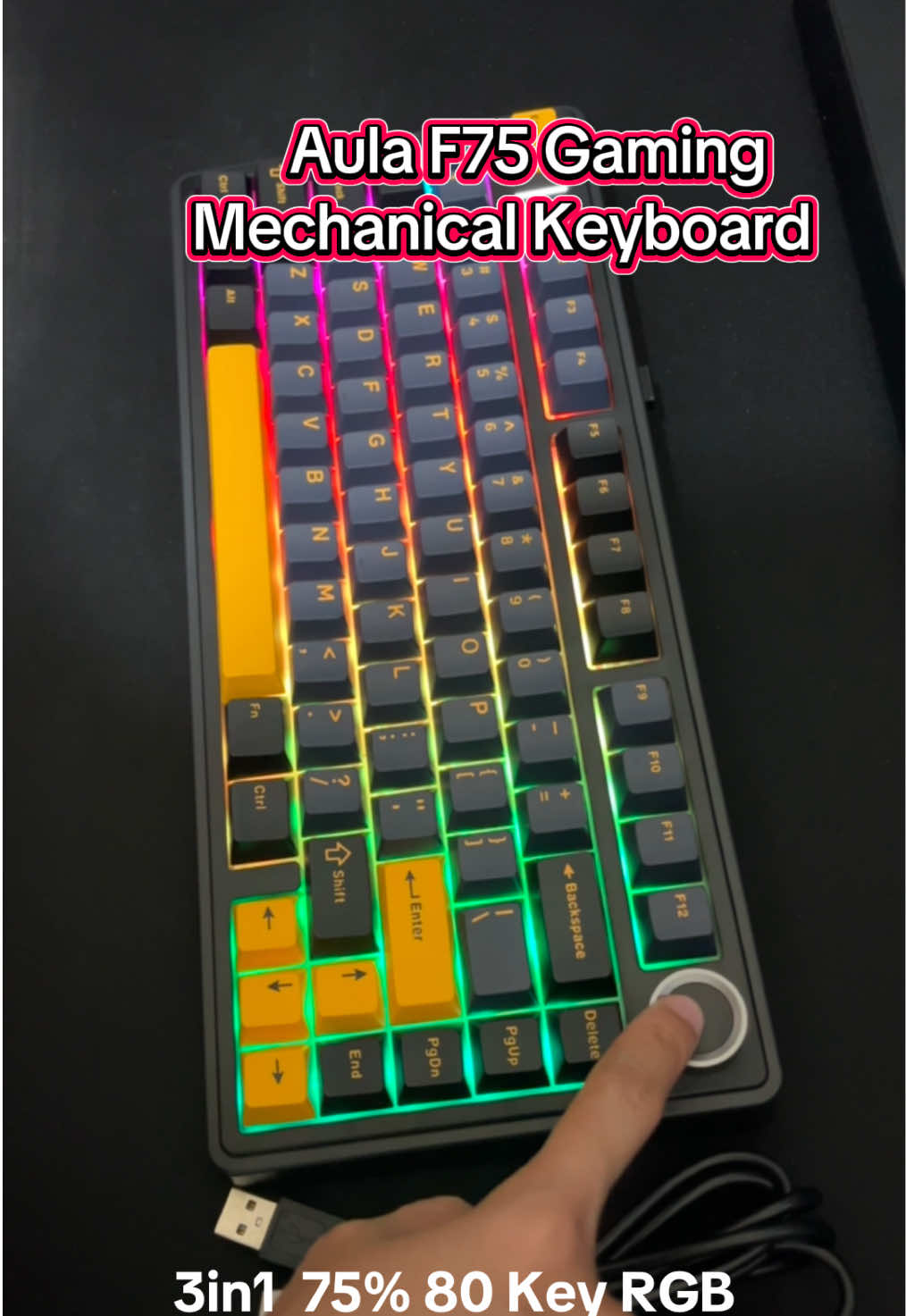 Aula F75 Gaming Mechanical Keyboard 3in1  75% 80 Key RGB Tri-Mode Wired Bluetooth Hot Swappable ##foryoupage##fyp##fypシ゚##keyboard