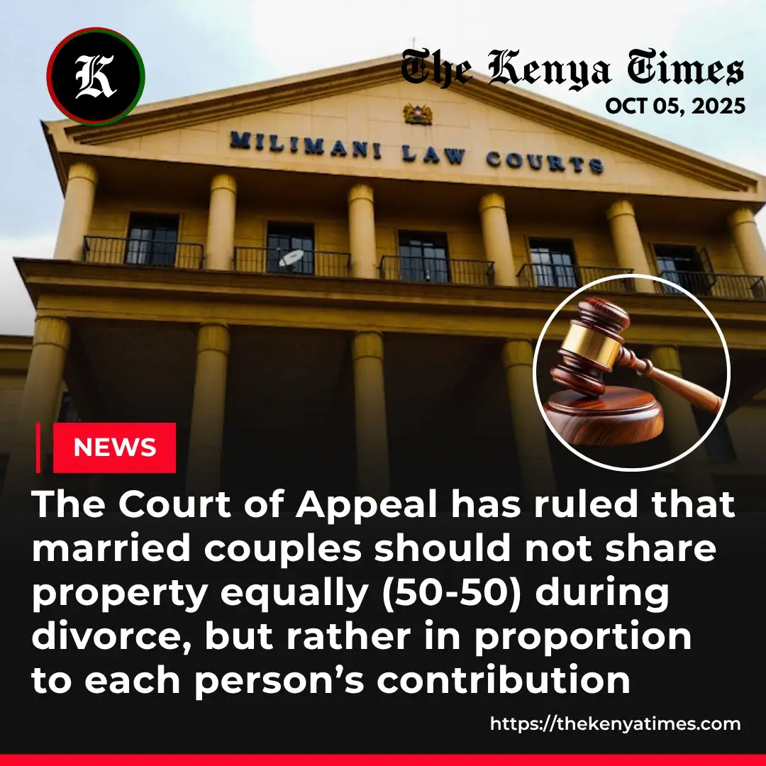 FIDA-Kenya had argued that the law unfairly disadvantages women, whose non-monetary contributions — such as domestic work, childcare, and emotional support — are often difficult to quantify compared to the monetary contributions typically made by men. However, the Court of Appeal upheld the High Court’s earlier decision, ruling that Section 7 of the Act aligns with the Constitution and dismissed the petition. 