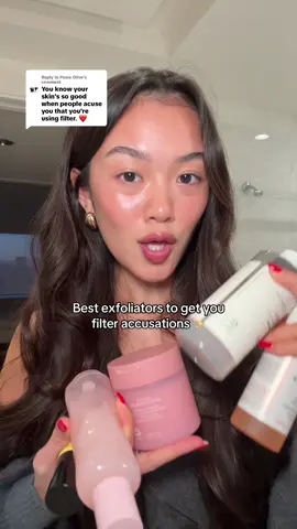 Replying to @Posie Olive exfoliators that skin texture can’t stand up against 🤌🏼 @Sofie Pavitt Face @House of Hur US @Eqqualberry @Farmacy Beauty @Glow Recipe  #skintexture #exfoliatorgentle #closedcomedones #cloggedpores 
