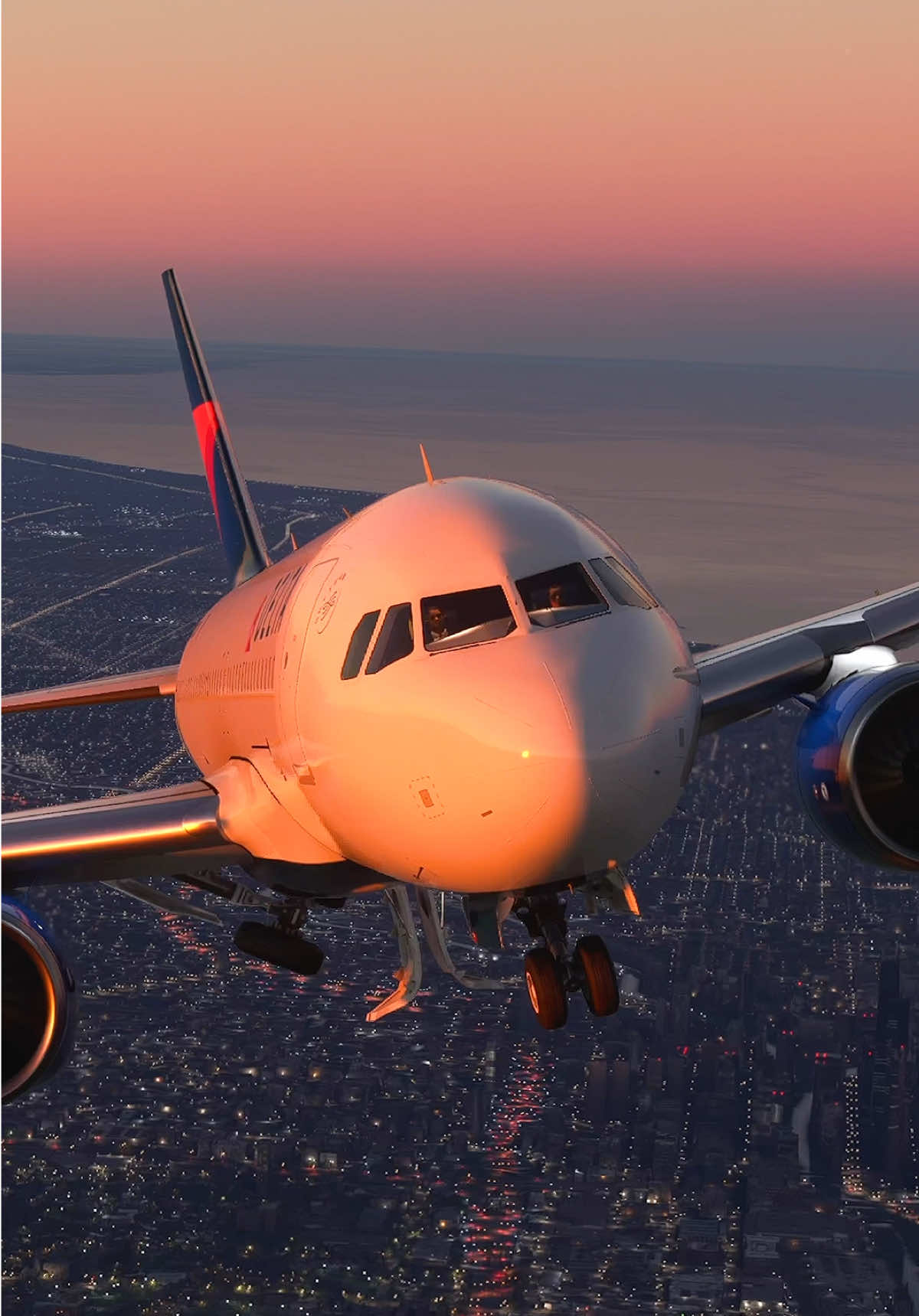 Magical sunset skies with Delta Airlines over the city 🌇🛫 #aviation 
