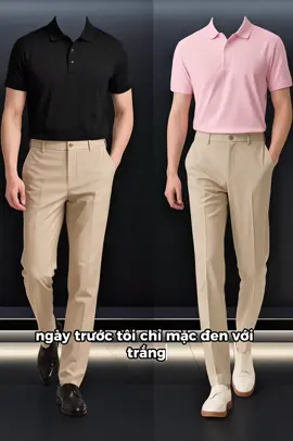 Đừng mặc mỗi đen với trắng nữa, hãy thử áo polo và quần âu với các cặp màu tươi sáng đi #aopolo #myoutfit #quanau #phoidonam #macgimoingay