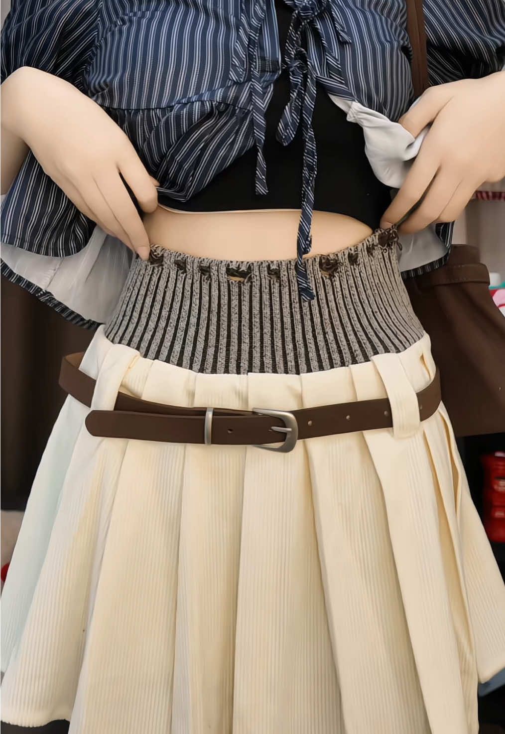 กระโปรง+เข็มขัด มีซับใน 🤎 _____________________________ #กระโปรง #เข็มขัด #กระโปรงมีเข็มขัด 