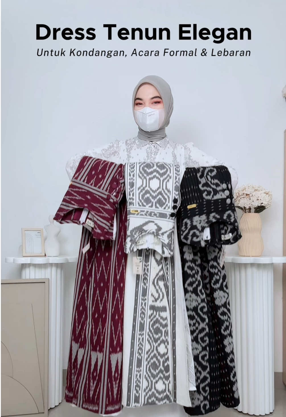 Style 1-3: Dress l! nk 1706 by @zm hijab etnik  Dress tenun elegan untuk lebaran 2026, kondangan & acara formal size lengkap, busui dan couple friendly #fyp #dresslebaran2026 #dresstenun
