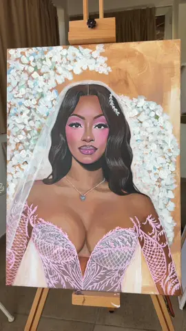 You were such a gorgeousss blushing bride @monaleo 🎀  I had toooo 🥹🫶🏾 #portraitpainting #monaleo #painting #stunna4leo #bride #wedding #weddingportraits #headovrhill 