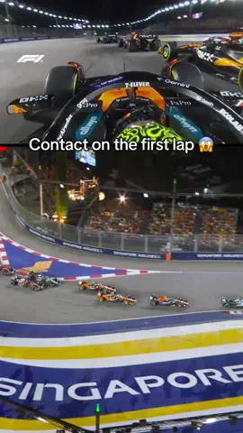 the mclarens and max collide as lando storms the field and russell holds the lead 💥 #f1 #singaporegp #landonorris #oscarpiastri #maxverstappen 