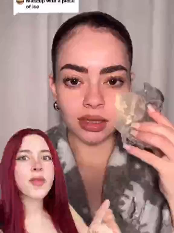 Difuminar la cara con un hielo?!! 😯🧊#makeup #beauty #viral
