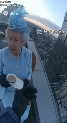 “One tastes tea differently when the clouds are so near” #queenelizabeeth #police #bodycam #sora2 #fyp