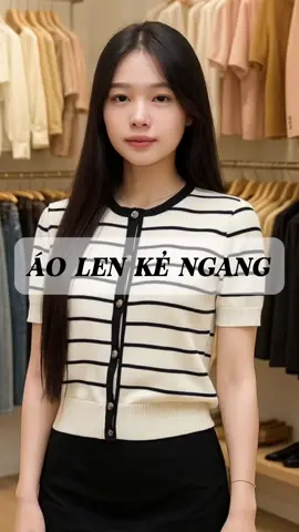 Áo Len Kẻ Ngang Cúc Nơ Thanh . Áo Len Dệt Kim #aolen #aolendetkim #aolentayngan #aolennu 