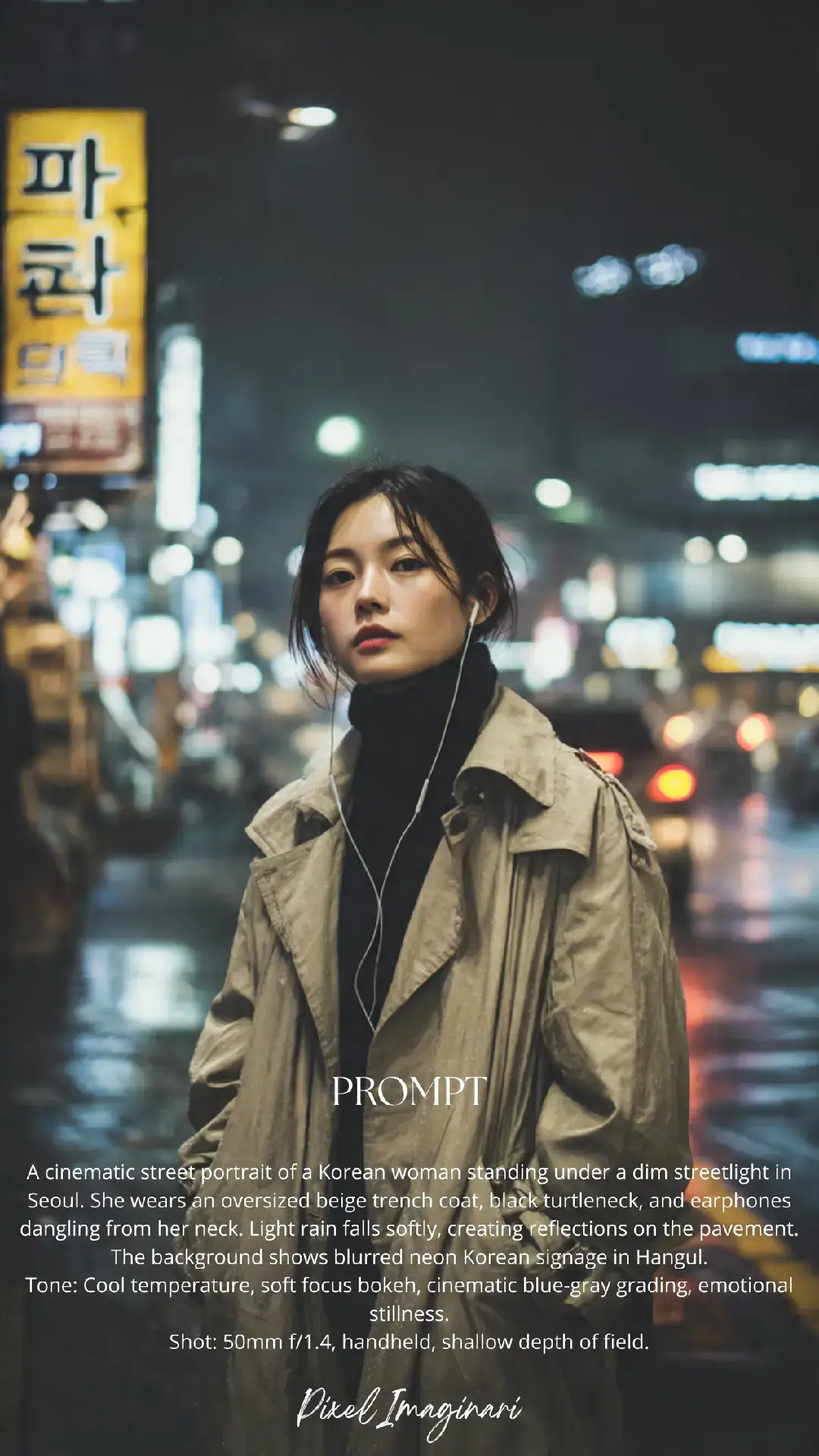 Quiet streets. Cold lights. She doesn’t chase the city. she slows it down. #fyp #trending #ai #aiartwork #photography 