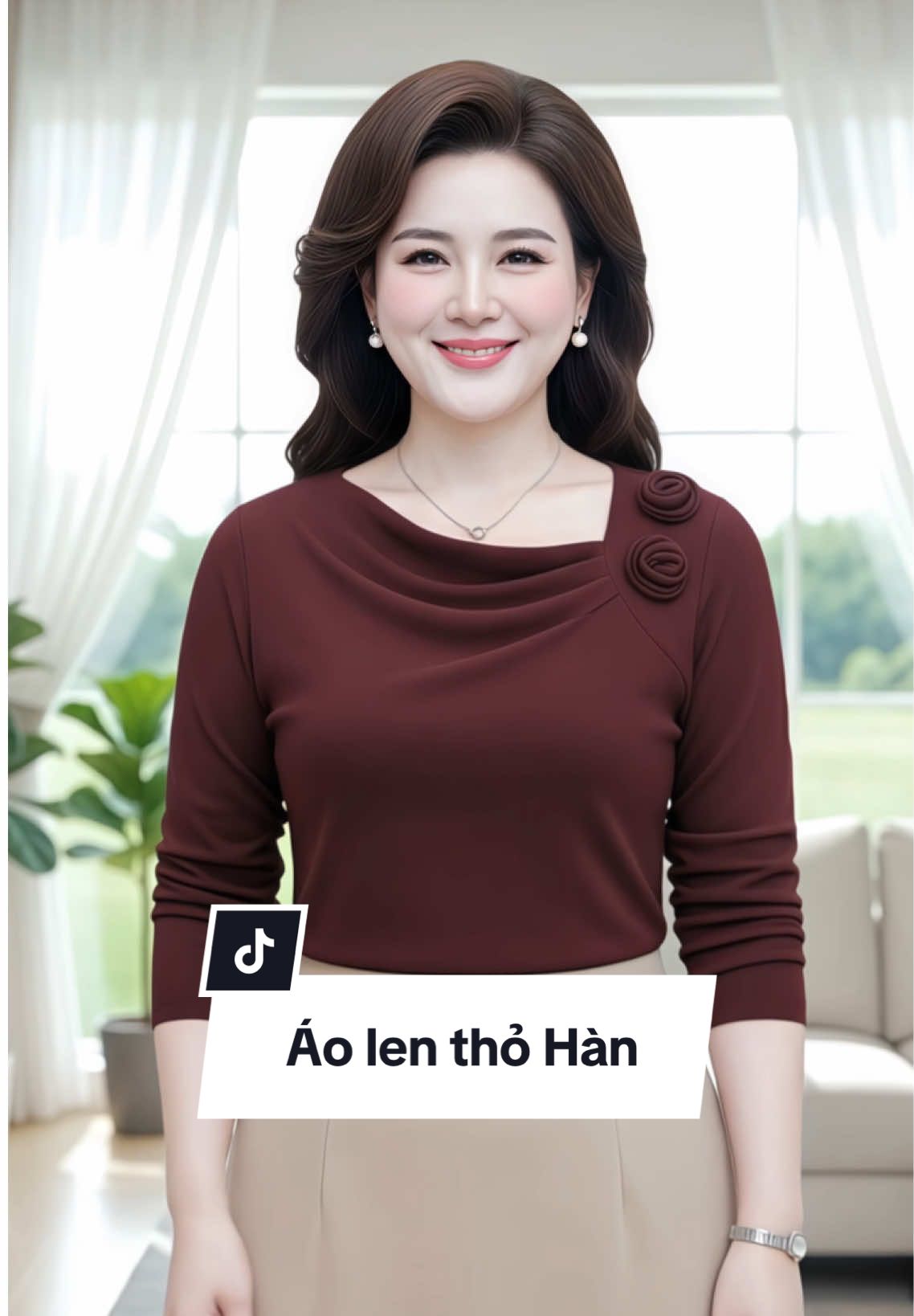 Áo len thỏ Hàn thu đông, mẫu đẹp, hoa cài ngực tinh tế, co giãn thoải mái. #aolen #aothudong #thoitrangtrungnien #xuhuong #mimimedep 