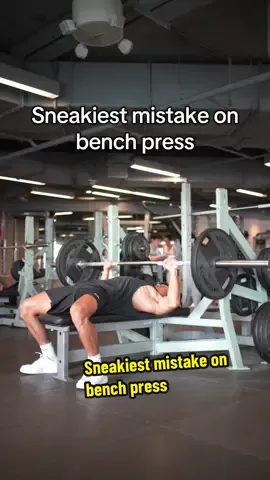 The sneakiest mistake on bench press is allowing your shoulders to cave forward / internally rotate when the bar is touching your chest at the bottom of the press. #fyp #Fitness #gym #bodybuilding 