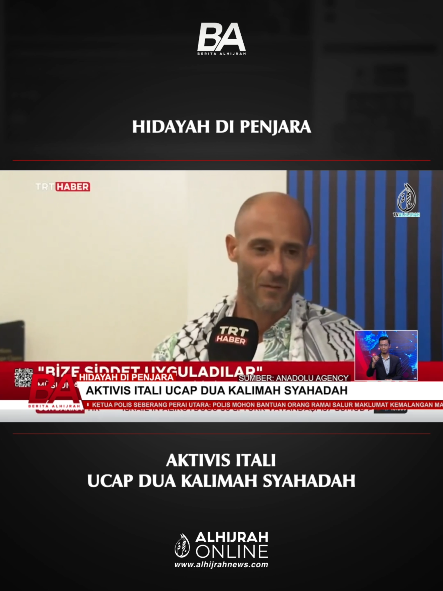 Tommasa Bortolazzi, sukarelawan Global Sumud Flotilla memilih untuk memeluk Islam ketika berada dalam penjara Israel.