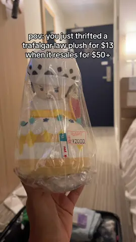 thrifted a brand new trafalgar law birthday cake plush for $13 one day before his birthday!! they resale for $50+ talk about having good luck!! #trafalgardwaterlaw #trafalgarlaw #onepiecefan #onepiecelaw #anjeezyalmighty 