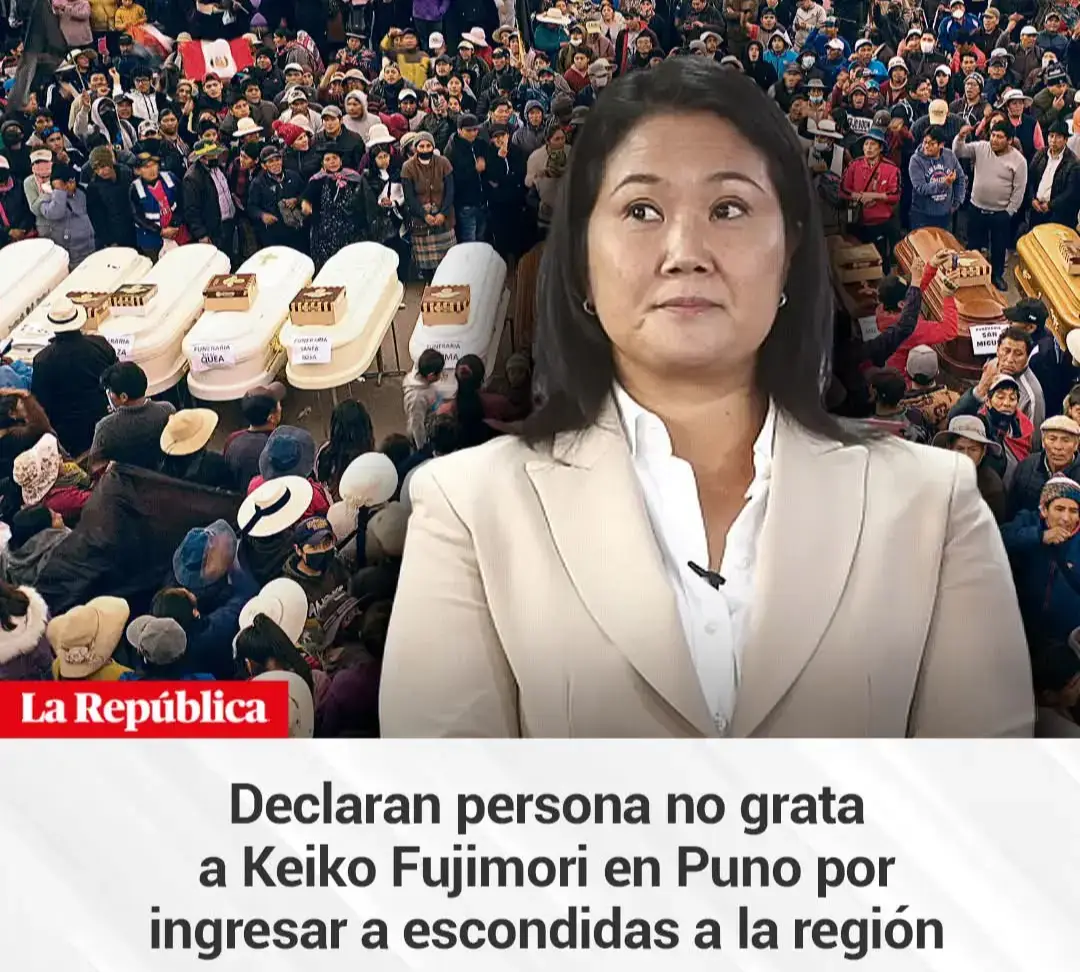 🚫 🔥 La lideresa de Fuerza Popular, Keiko Fujimori, fue declarada persona no grata y enemiga de Puno por organizaciones civiles que protestaron contra el gobierno de Dina Boluarte en 2023. El rechazo se originó tras su ingreso, de manera discreta, a la isla de los Uros y al distrito de Ácora para grabar un video de corte proselitista. “Esta señora es una cínica. Su partido, desde el Congreso, protege y apoya al gobierno de Dina Boluarte. Varios de sus congresistas nos terruquearon con impunidad, y ahora vienen a decir que Puno es clave (...). Que ni se le ocurra regresar. Ya estamos organizados y esta vez no vamos a pasar por alto su presencia”, expresaron los manifestantes. #noticiasvirales #noticiasperu #esnoticia #LOÚLTIMO #LOÚLTIMO 