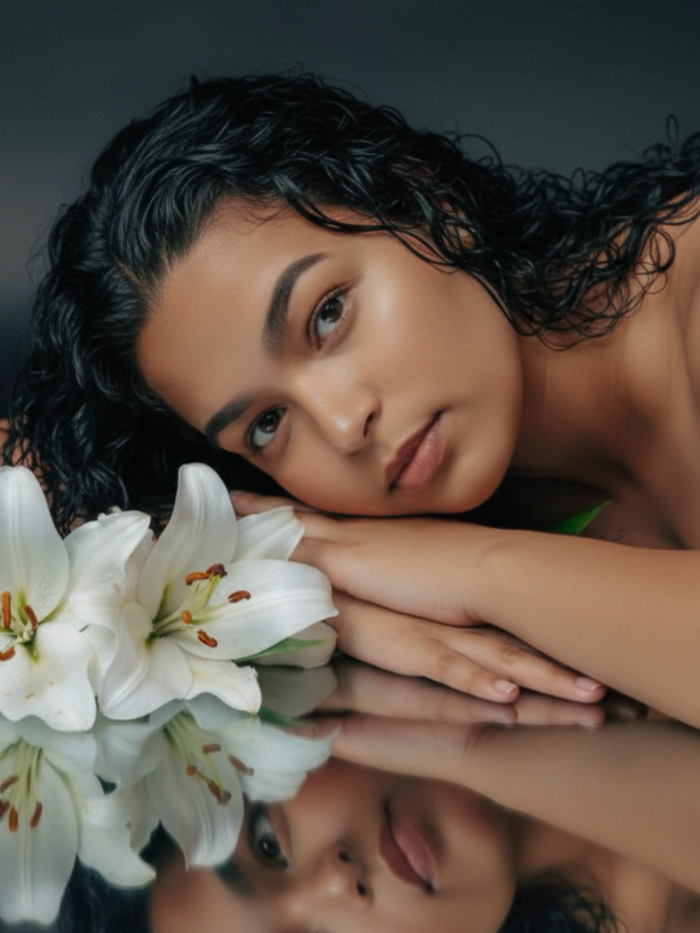 1- Abra o Gemini  2- coloque sua foto  3-copie esse texto 👇🏽 .  .  .  .  Um retrato onírico de uma bela mulher deitada elegantemente ao lado de lírios  brancos, com a cabeça apoiada suavemente nos braços, perfeitamente refletida em uma superfície preta brilhante. Uma iluminação cinematográfica suave destaca sua pele radiante e traços faciais delicados, com fios de cabelos úmidos emoldurando seu rosto. o clima é hetéreo, romântico e artístico, com uma atmosfera Serena. Fotografia profissional de estúdio Ultrarealista e rica em detalhes, 8k. #gemini #geminifourth #fy #foryou #CapCut 