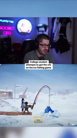 College student attempts to get the ufo on the ice fishing game #kickstreaming 