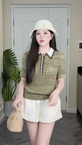 Áo polo len lưới sợi nhũ #champhanriview 